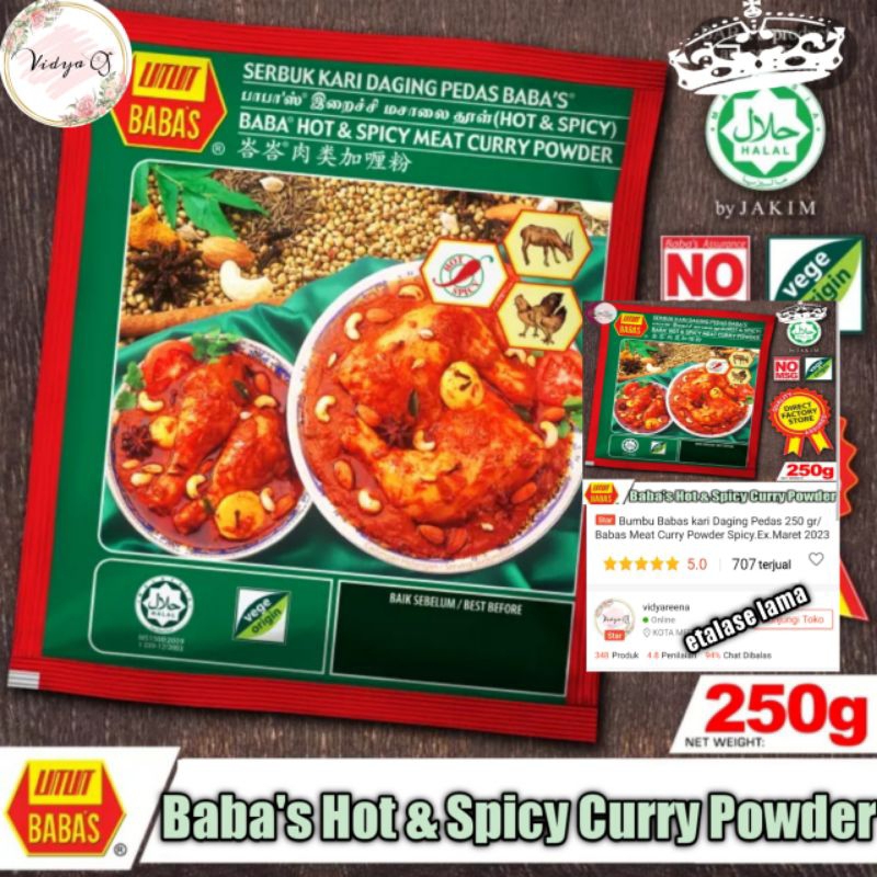 

Bumbu Serbuk Kari Daging Pedas ex juni 2025 Baba's 250 g Baba Hot Spicy Meat Curry Powder