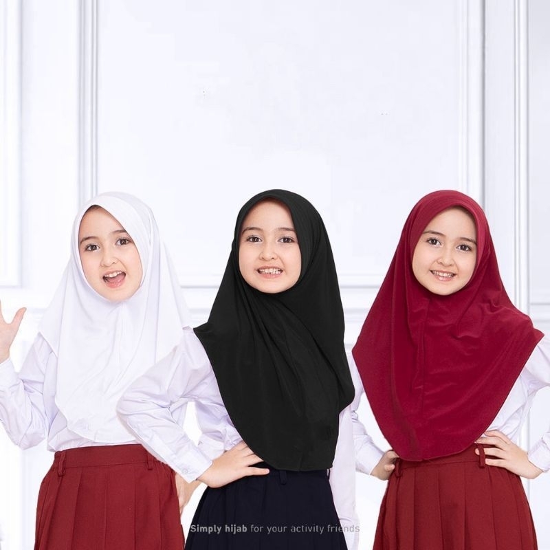 Hijab Bergo Hamidah Instan Anak Sekolah Jersey 5-12 tahun