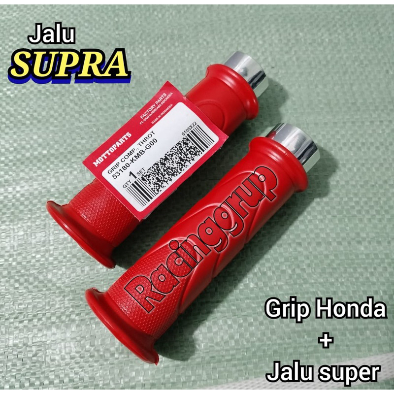 GRIP MERAH HONDA SUPRA IMPORT + JALU STANG SUPRA CHROME