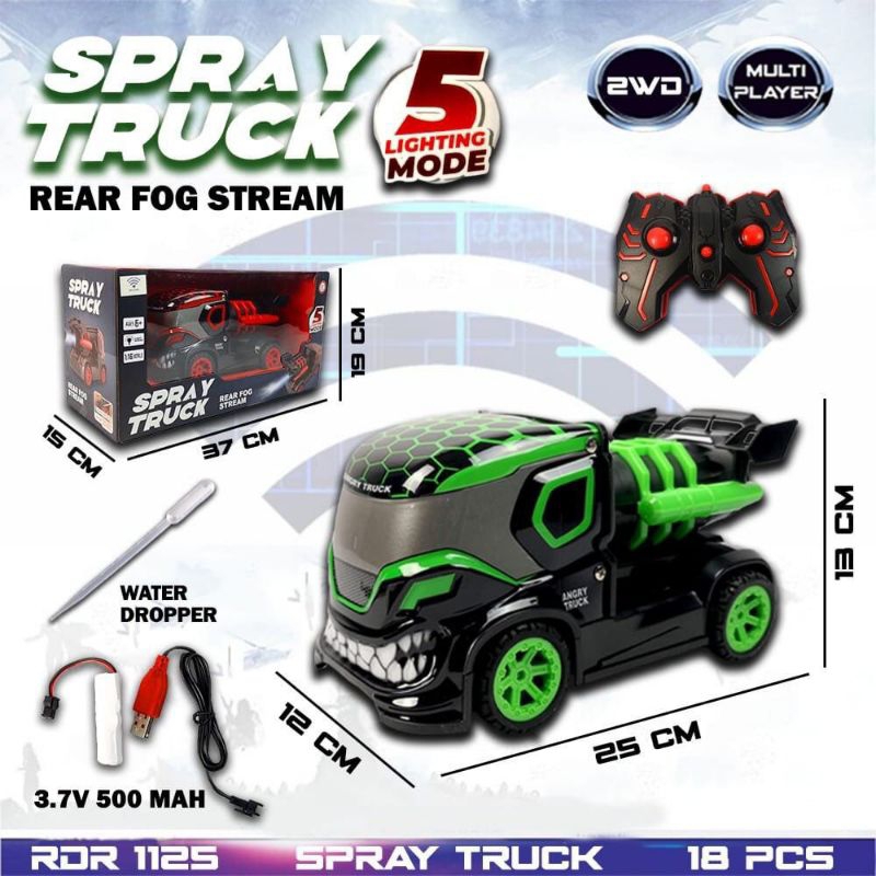 PROMO RDR1125 Spray Truck RC Asap Lampu Mainan Anak Mobil Mobilan Remote Control Radio Control Hobi