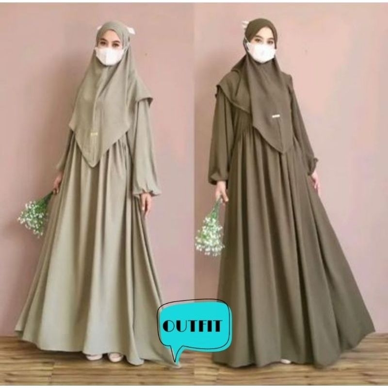 RUMAISHA DRESS SET KHIMAR Gamis dan Kerudung