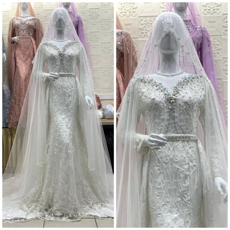 gaun Pengantin duyung full payet /kebaya pengantin modern/gaun duyung mewah