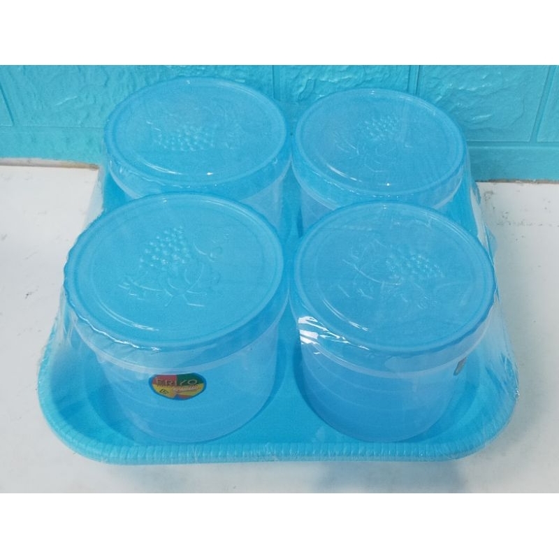 TOPLES PLASTIK ANGGUR 800ML ERIKO SET ( ISI 4 TOPLES + BAKI) / TOPLES PLASTIK / TOPLES LEBARAN / TOP