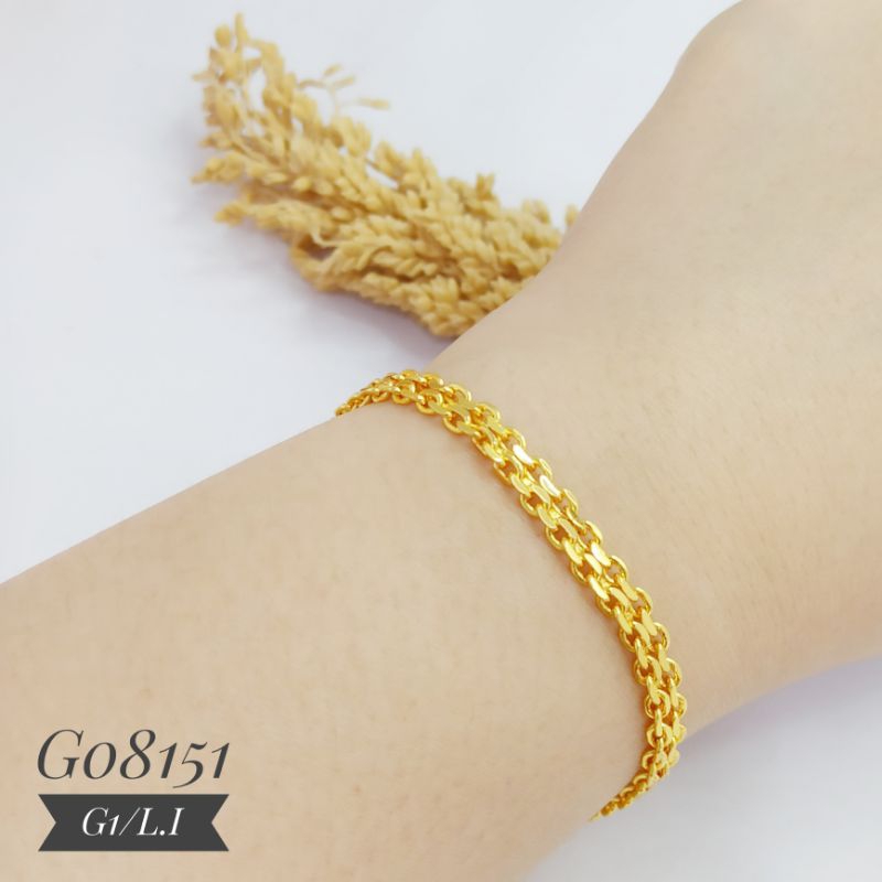 Gelang Fashion Rhodium Rantai Tikar 3mm Warna 24k G08151