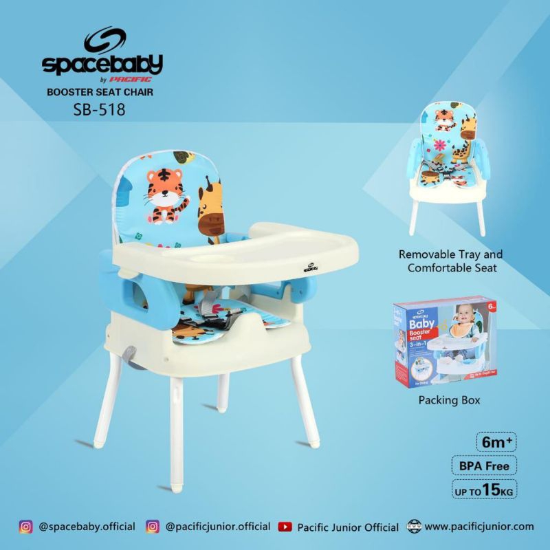 Spacebaby booster seat chair SB-518 / kursi makan bayi FREE BUBBLE WRAP