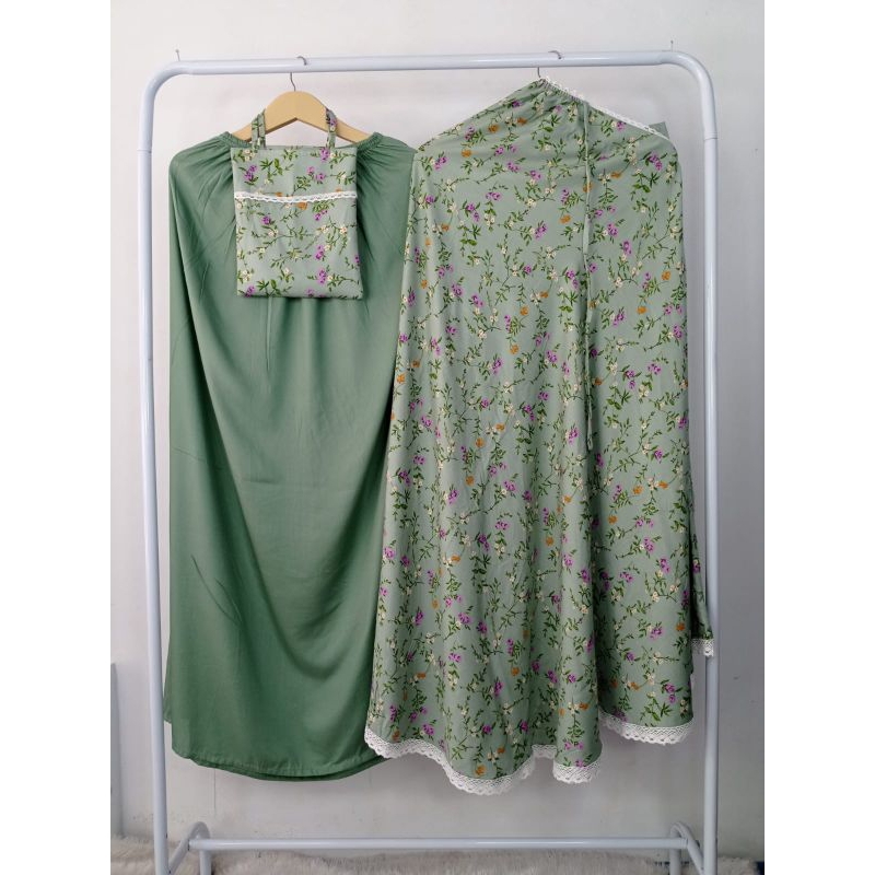 Mukena Katun Rayon Motif Bunga Tratai (MUKENA RAYON PRINTING) (free tas)