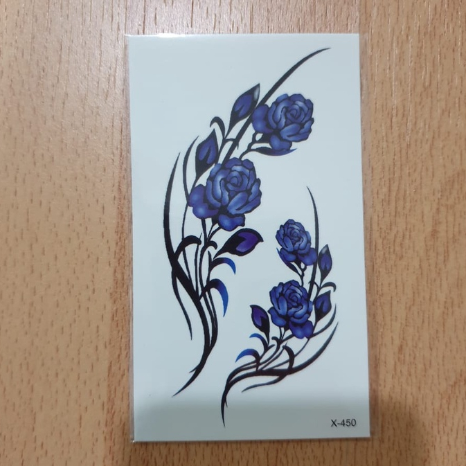 Tato Temporer Blue Flower Tato anti air Temporary tattoo Premium Import Quality