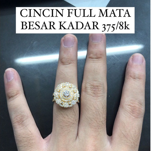 Cincin wanita dewasa full mata elegan cantik kadar 375 8k