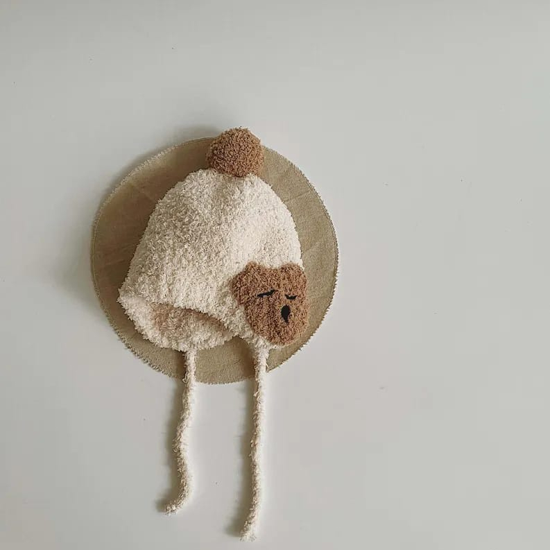 Topi Kupluk MOTIF SNOW BEAR usia 0-2 tahun / topi anak laki-laki &amp; perempuan lucu premium