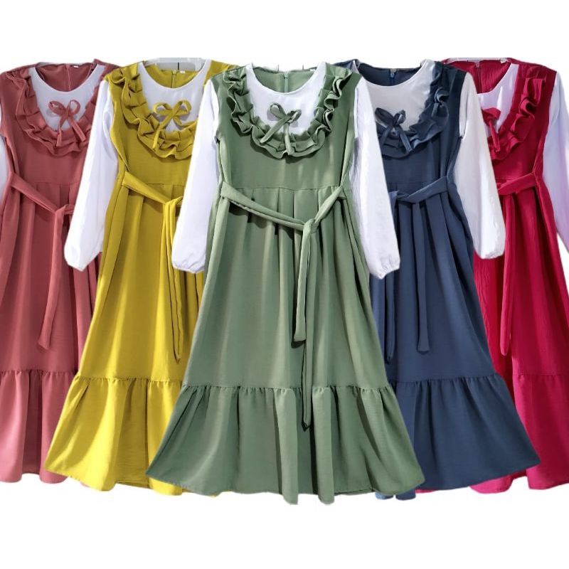 GAMIS CRINKLE ANAK MODEL FATIN 2-12 TAHUN