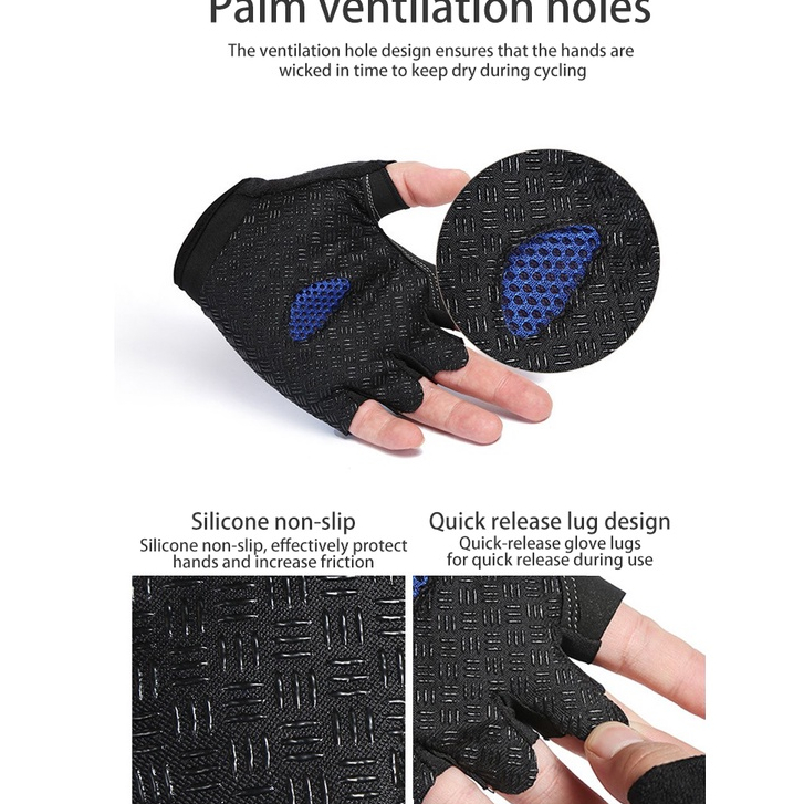 Sarung Tangan Half Finger Sepeda Fitness Gym Half Finger Anti-Slip Pria Wanita - ST-2