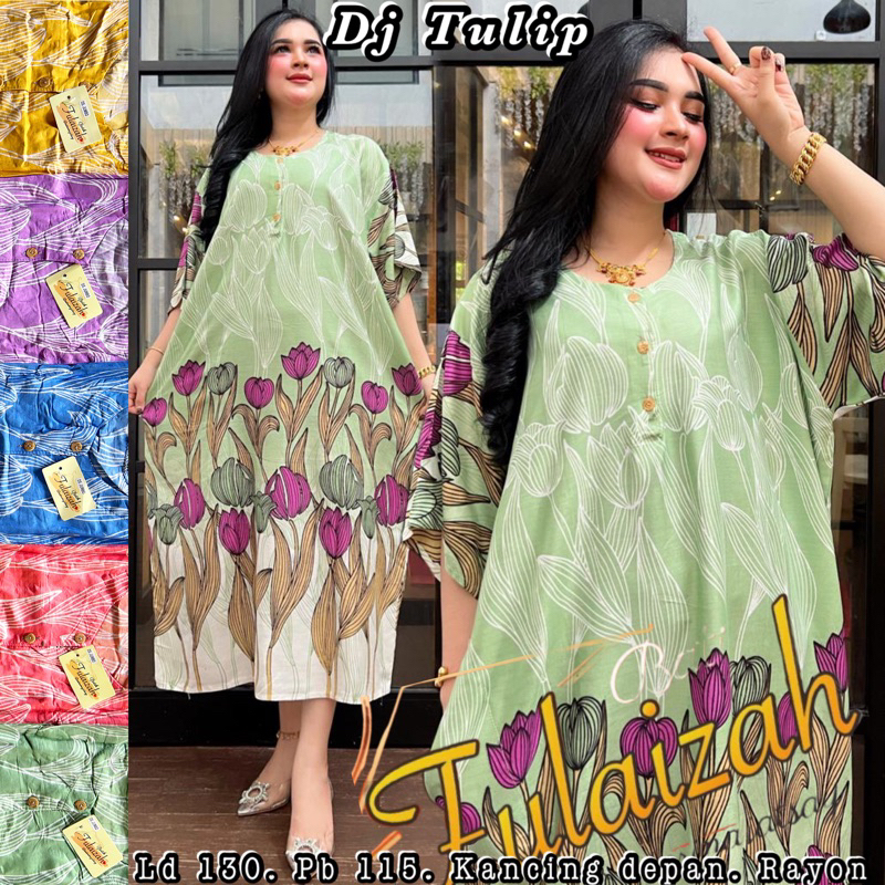 Daster Jumbo Indri Panjang Selutut | Baju Tidur Santai Wanita Kekinian Kancing Depan Bumil Busui Friendly