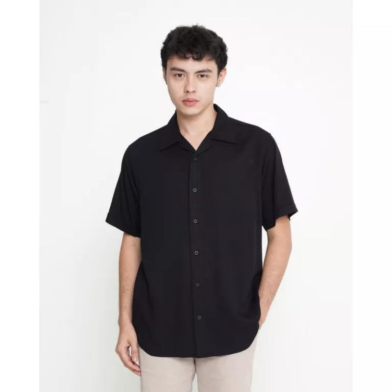 kemeja Pria Vintage Polos Casual Lengan Pendek Retro Pantai Hawai Rayon Premium Unisex