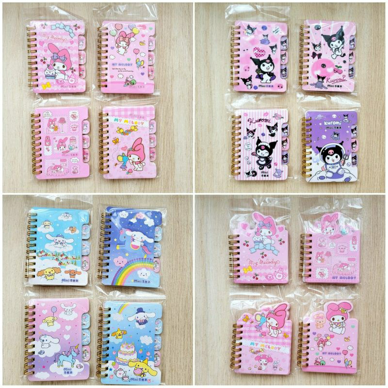 

buku memo catatan notes mini berwarna lucu cinnamoroll melody kuromi