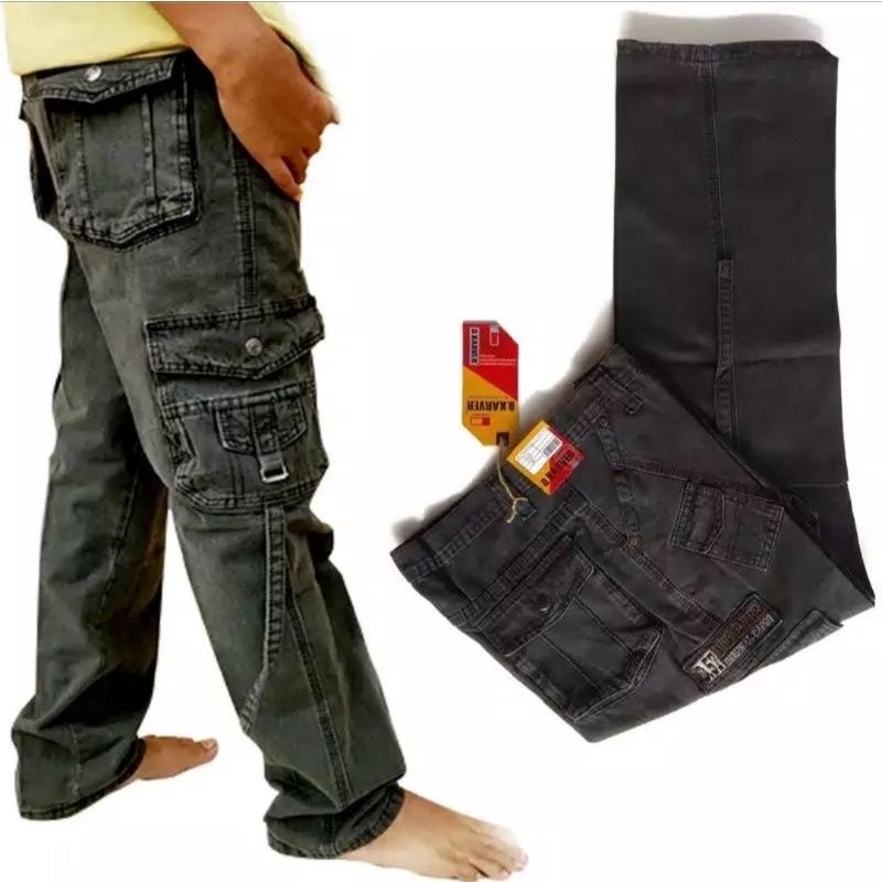 Celana Panjang Kargo Semi Jeans Pria