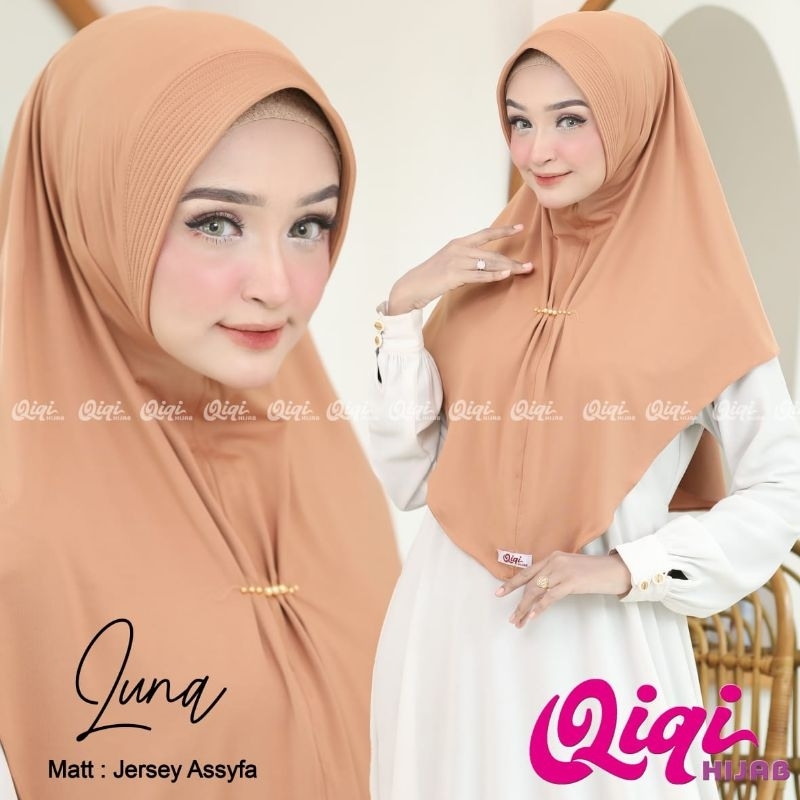 (Qiqi Hijab) LUNA •jilbab instan jersey premium•jilbab instan pet payet depan