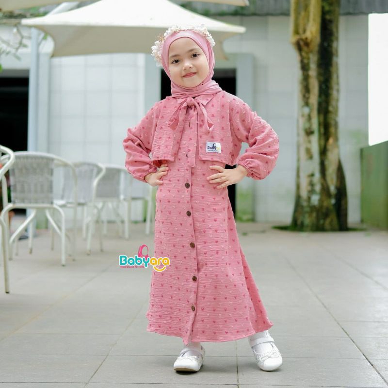 Gamis Felicia By BabyAra | Baju Gamis Anak Perempuan Cringkle Motif