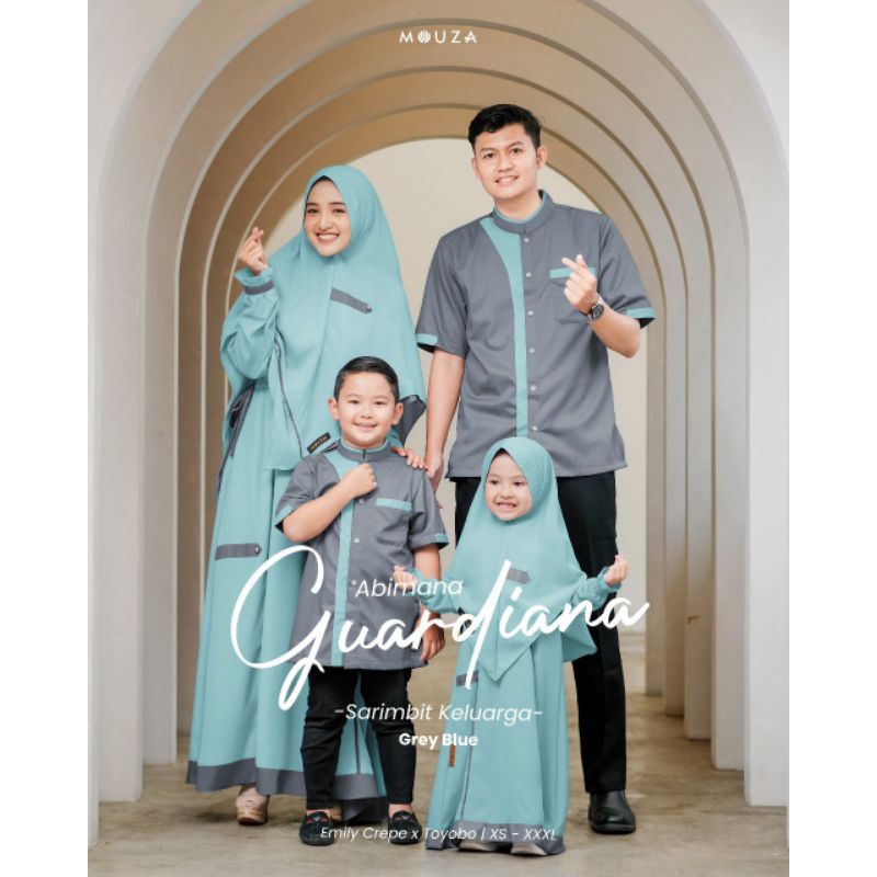 Mouza Sarimbit Keluarga Kemko Abimana Gamis Guardiana Grey Blue