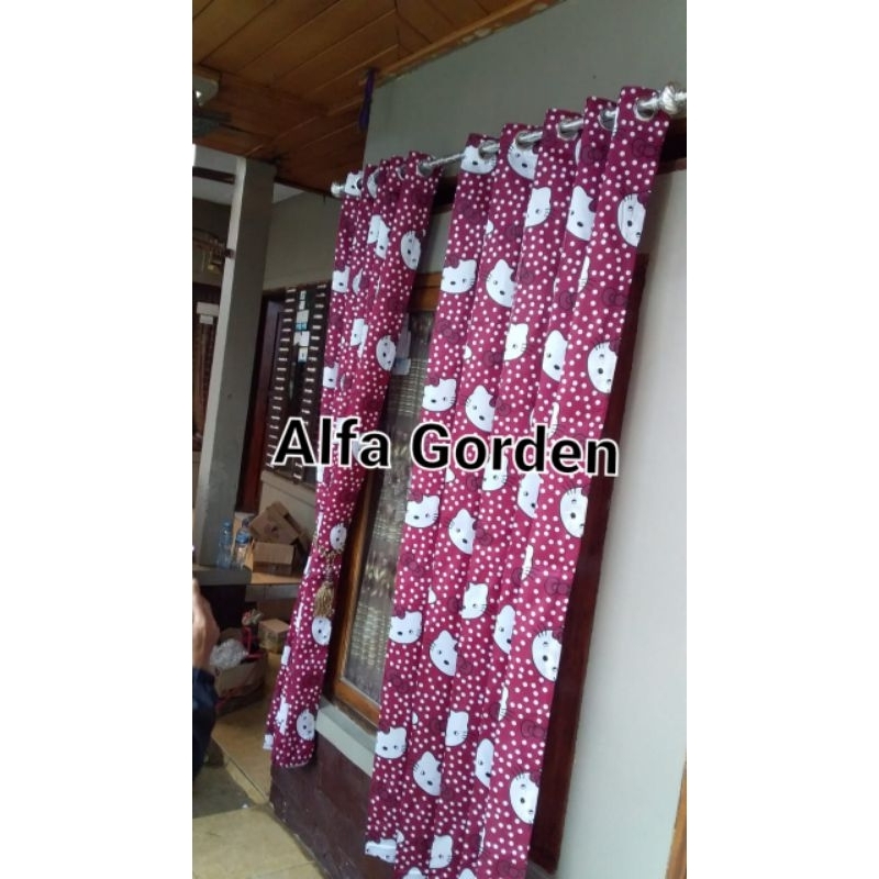 new motif hello kitty gorden jendela gorden pendek gorden jendela kamar korden kolongan hordeng kart