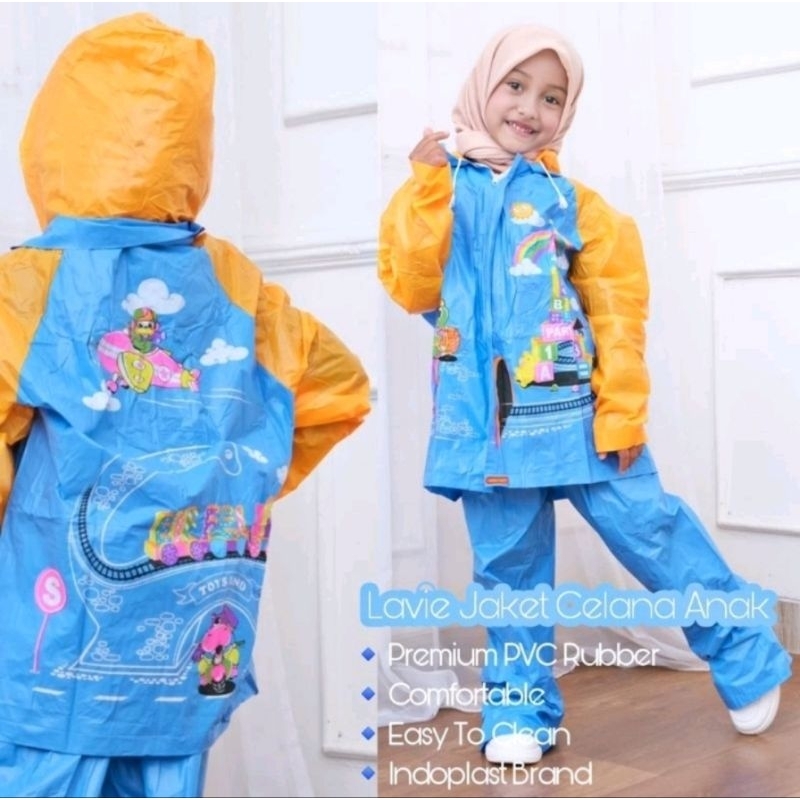 Jas Hujan Anak JUNIOR Indoplast Setelan / Jas Hujan Anak Jaket Celana Lucu Motif