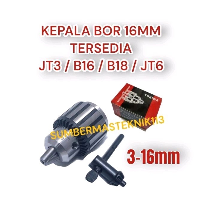 KEPALA BOR 16MM B16 KONES CHUCK BOR 16MM KEPALA MESIN BOR 16MM MODEL KONES