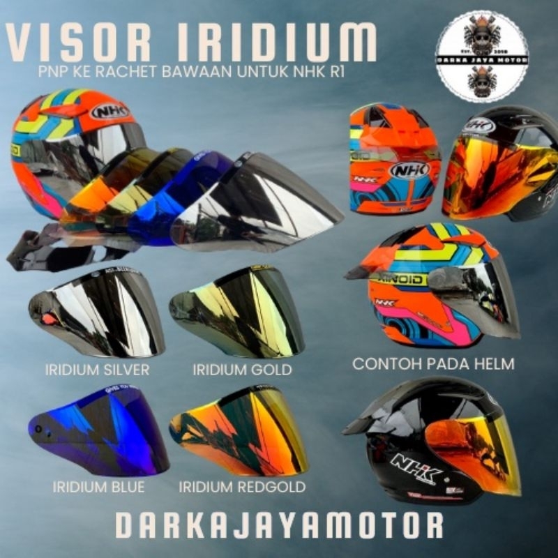 Kaca Flat Nhk R1 Visor Helm NHK R1 Venom Iridium Red Blue Silver Gold Hitam Bening Murah Kualitas Mewah