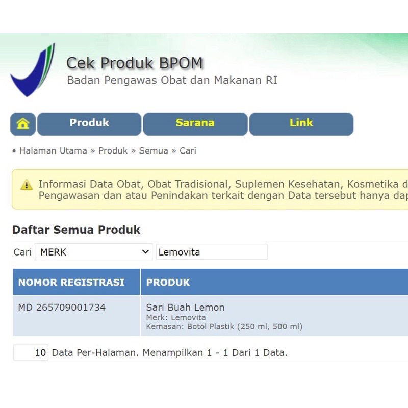 LEMOVITA SARI LEMON MURNI LEMOVITA DIET BPOM 100% ALAMI