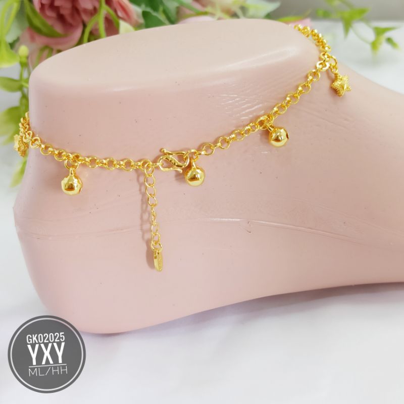 Gelang kaki yaxiya rantai bintang warna 24k gold GK02025