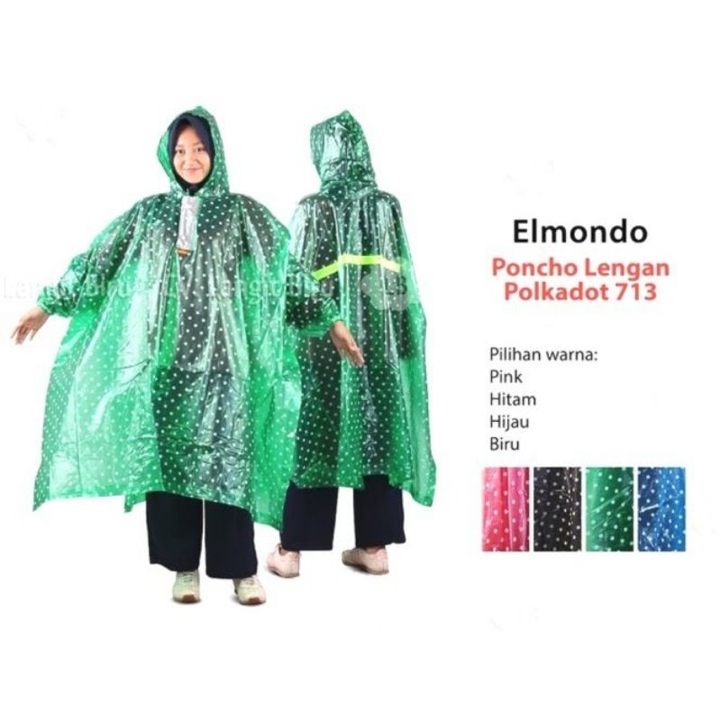 Jas Hujan Baik Ponco Lengan Elmondo Polkadot