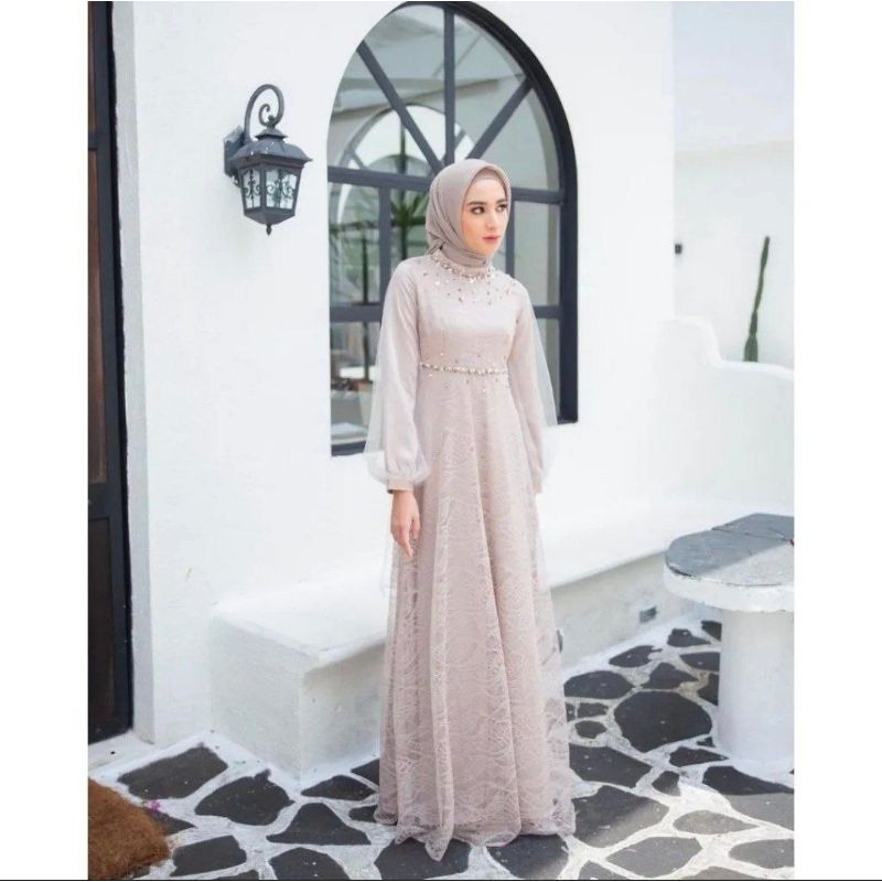 Nadine Dress Exclusive Terbaru Gamis Brukat Kondangan Lamaran