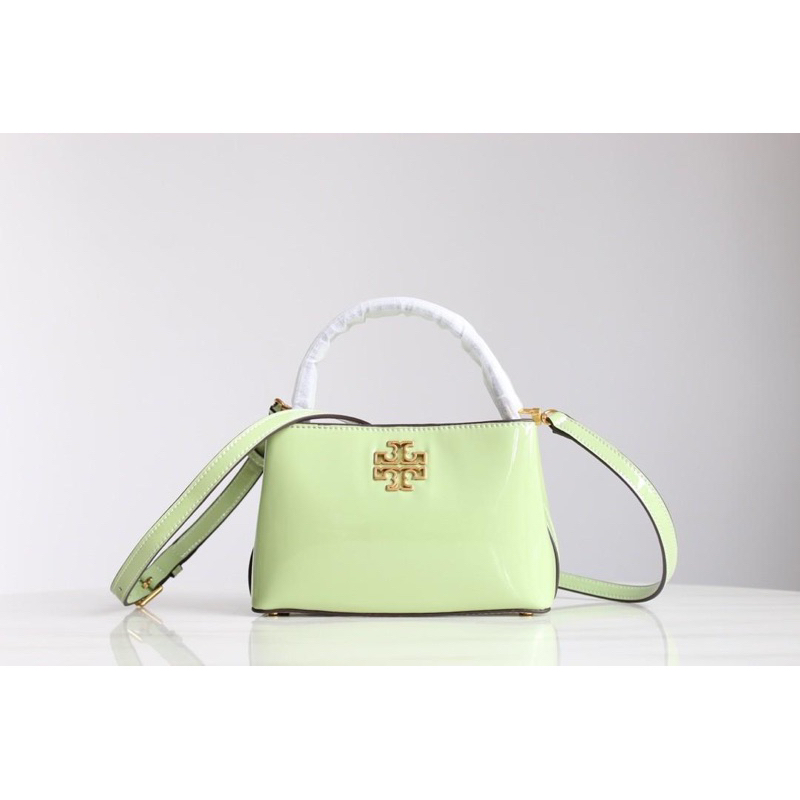 Tory Burch Britten Patent Micro Satchel Green