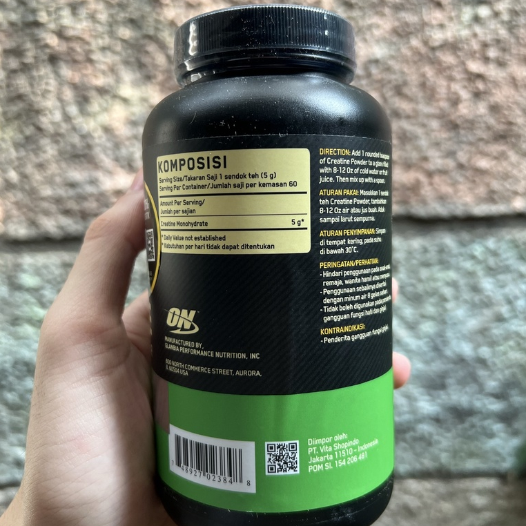 ON Optimum Nutrition Creatine Monohydrate 5000 mg Powder 300 gr - BPOM