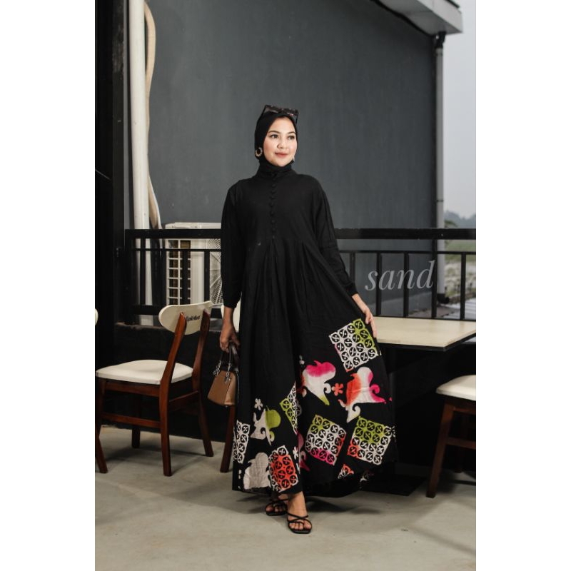 gamis twill original hitam premium  berkualitas ready dari size S M L XL jumbo XXL XXL