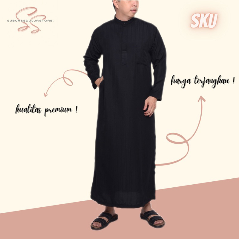 Jubah Hitam Pria, Gamis Hitam Pria, Jubah Polos, Jubah Cowok, Gamis Cowok, Gamis Premium, Gamis Mura
