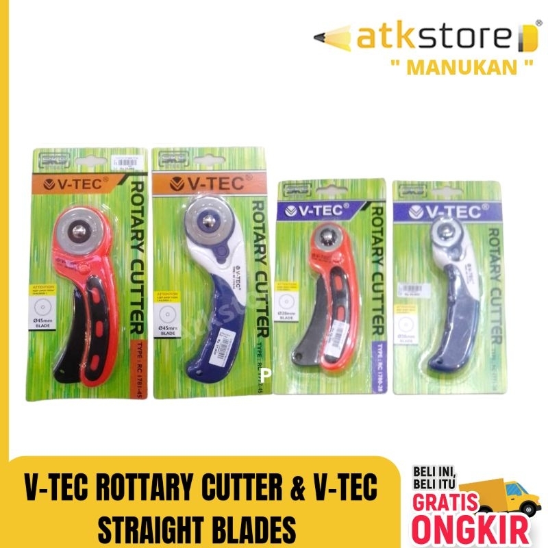 

Rotary Cutter V-TEC Cutter Rotary Roller Blade || cutter bundar / alat pemotong bahan kain || Refill rotary cutter Switch lock / with grib ( 28 mm & 45 mm )