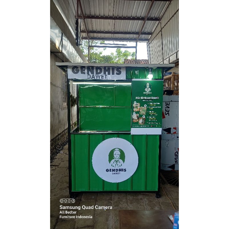 gerobak mini kontainer / gerobak jualan dawet / geroba galvalum / gerobak booth kontainer dorong | g