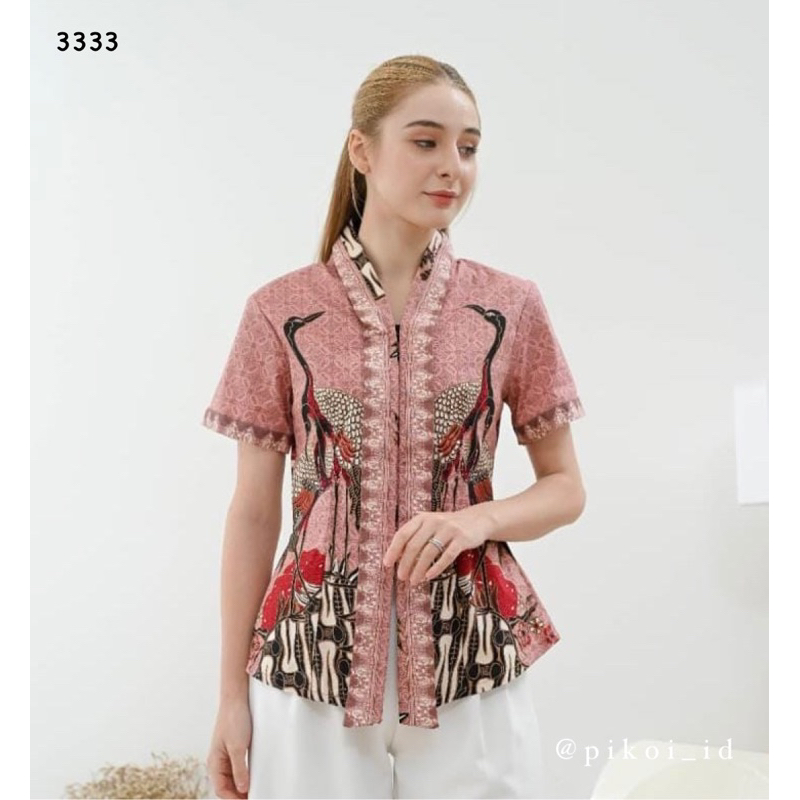 Baju batik wanita / atasan batik cewek / seragam batik kantor / blouse katun batik modern 292 pendek