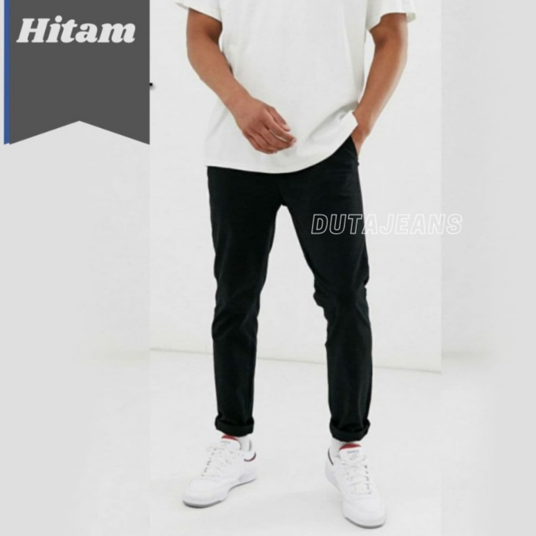 CELANA CHINO Panjang Pria Slimfit KERJAHARIAN Santai Casual Formal Hitam Abu Cream Mocca Size 27-38 Melar Stretch Skinny Pensil