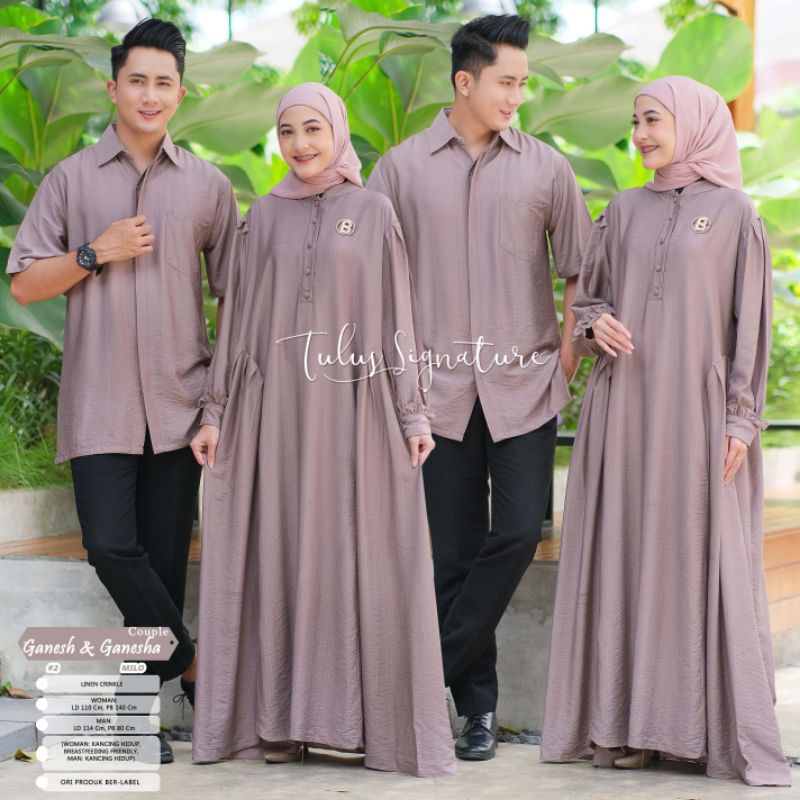 GANESH &amp; GANESHA #2 COUPLE BY TULUS SIGNATURE / BAJU COUPLE GAMIS CRINKLE / BAJU LEBARAN COUPLE