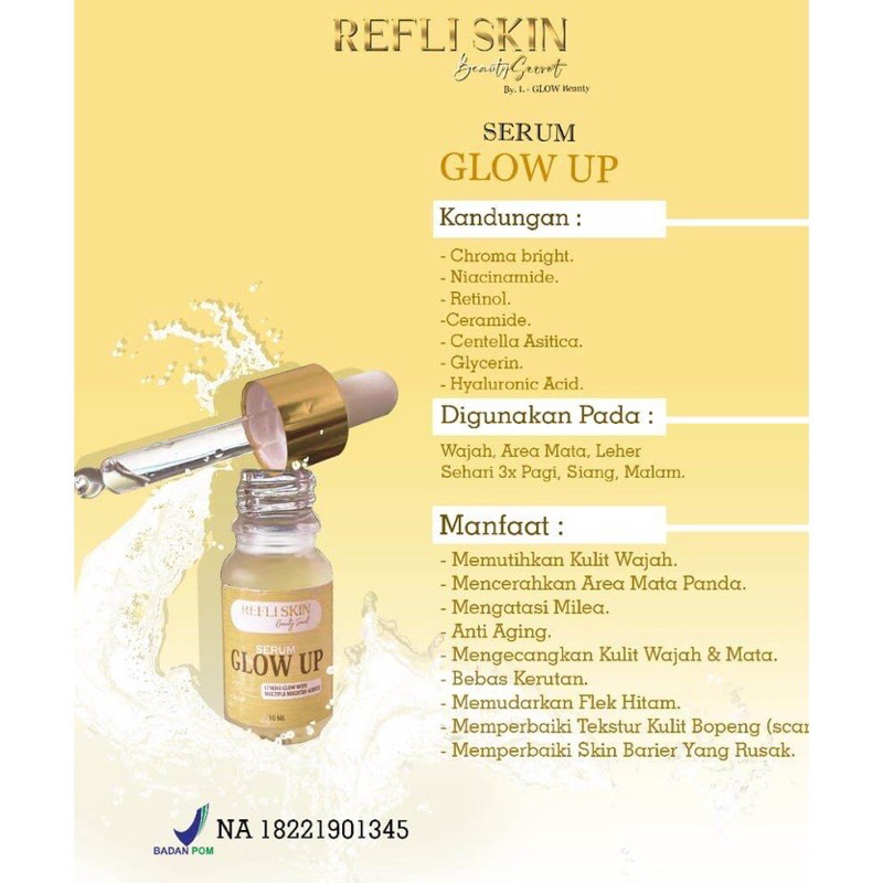 Refli Skin Serum Glow Up 10ml L Glow / Serum Wajah Glow Up