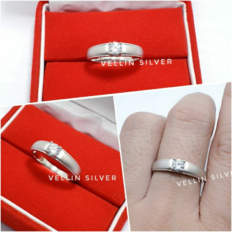 CINCIN PERAK 925 ASLI LAPIS EMAS PUTIH / CINCIN PRIA CINCIN WANITA SILVER 925 CINCIN DOFF