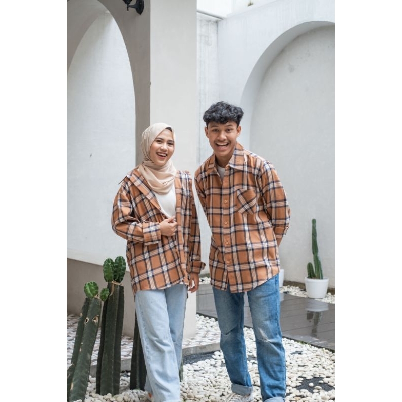 DEWASA KEMEJA COUPLE - Promo 10.10 Kemeja Flanel Impor  kotak kotak Murah Cewe Cowo Busui unisex