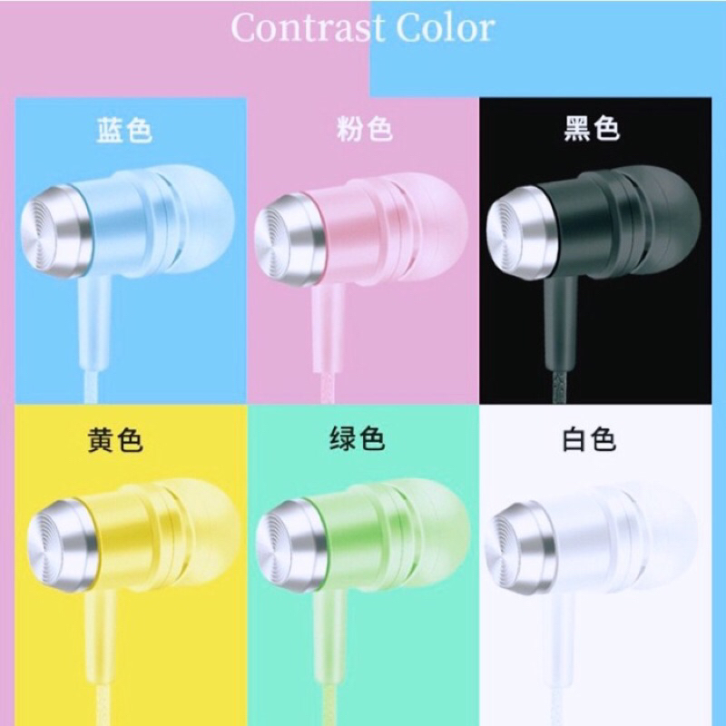 Handfree Headset Earphone L101 Macaron Stereo Music ExtraBass with Mic