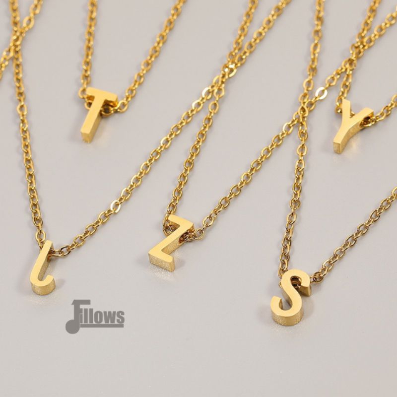 Kalung Nagita Titanium Inisial Emas Huruf A-Z Original Tahan Karat