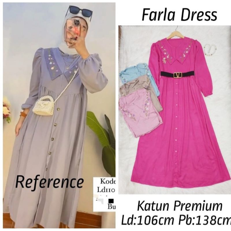 Gamis bahan katun kerah bordir