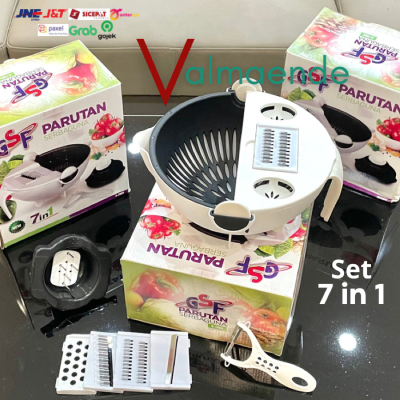 Parutan Serbaguna 7 in 1 Parutan Set GSF 7005 Alat Pemotong Sayur Buah Food Grade Chopper Multifungsi Cutter