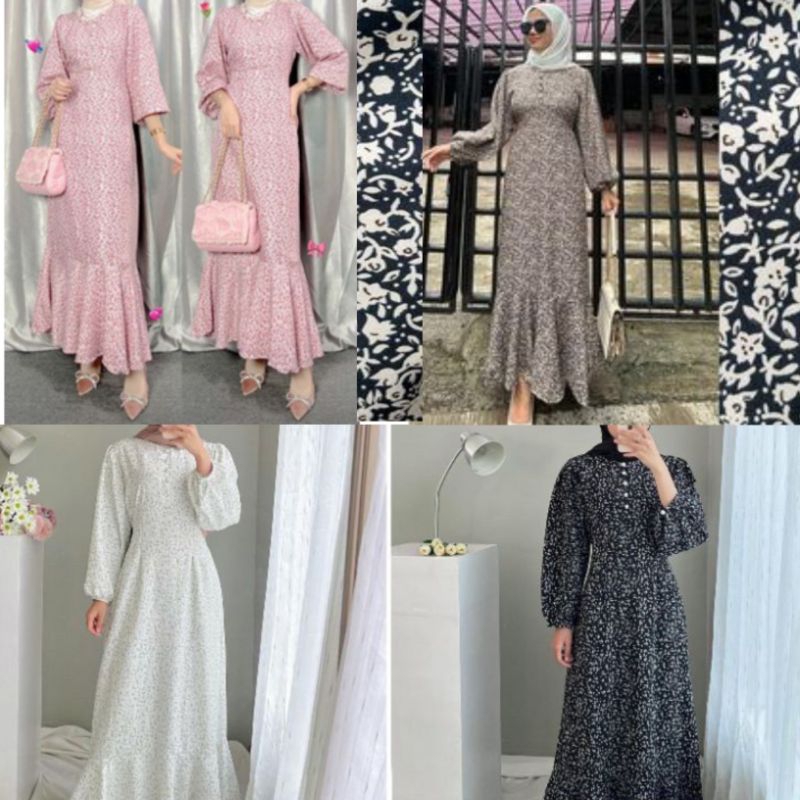 ZALICA FLORAL DRESS FISHTAIL MAXI KOREAN DRESS - ZALICA SHAKILA PREMIUM FLORAL DRESS