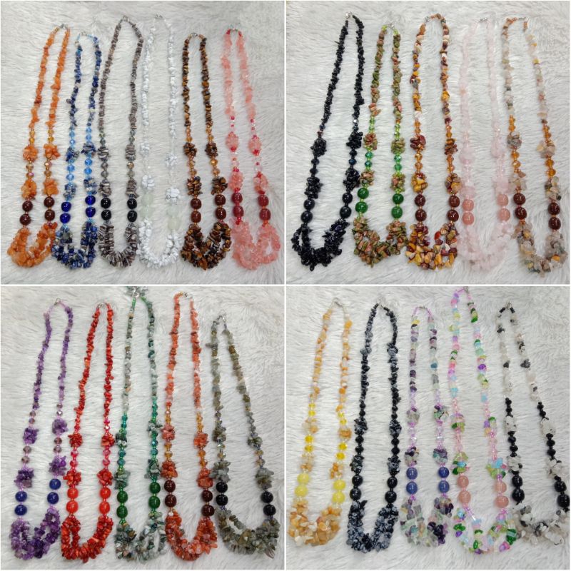 Kalung Batu Kerikil mix Manik Kaca Jombang