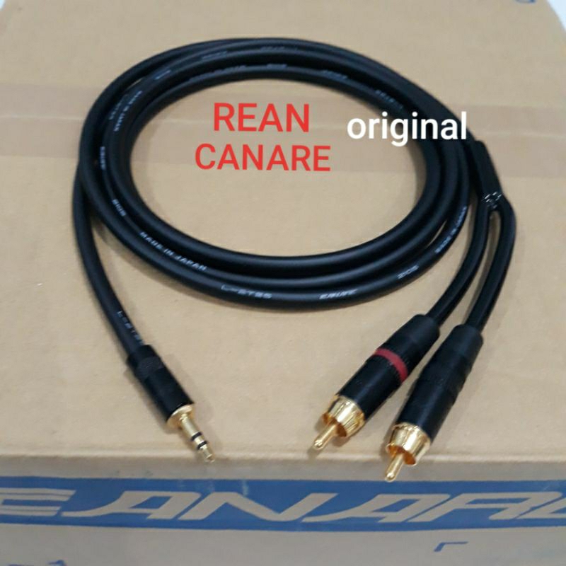 kabel hp ke mixer kabel Canare (japan) 2 meter jack REAN akai TRS 3,5 mm to 2 RCA .