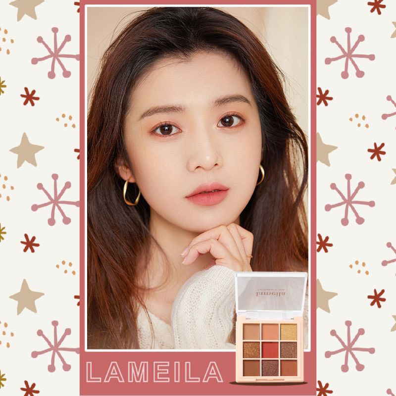 LAMEILA 9 Colors NEW Eyeshadow Free Kuas Pallete Waterproof MH